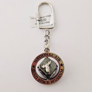 National Air & Space Museum Metal Spinner Keychain Smithsonian Souvenir DC Black